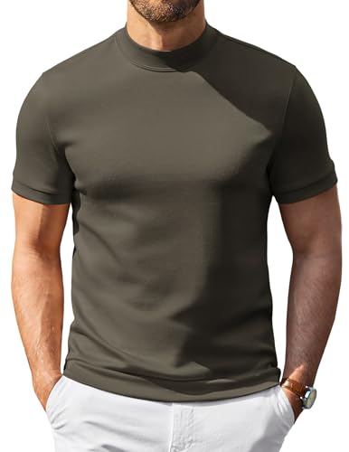 COOFANDY Mens Mock Turtleneck Sweater Short Sleeve Slim Fit Basic